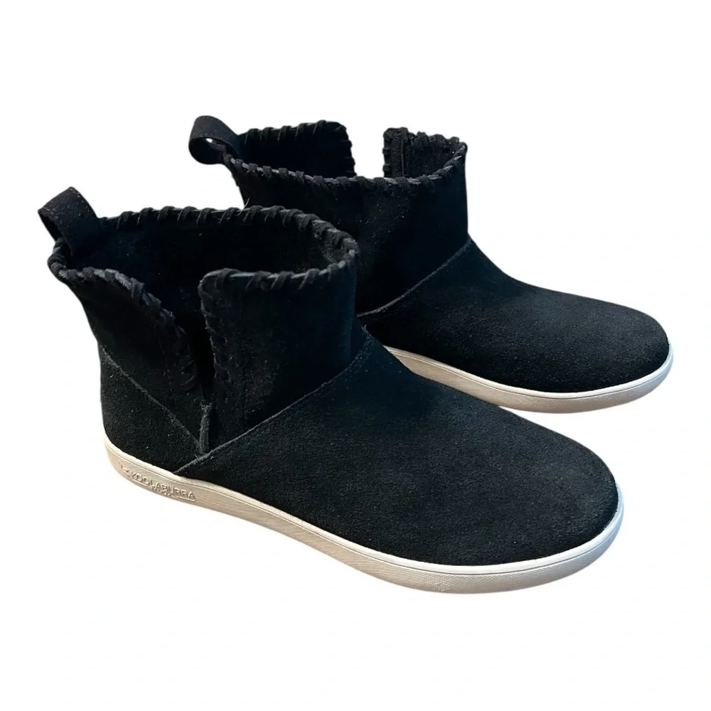 Koolaburra Rylee Black Suede Leather Ankle Booties Size 7